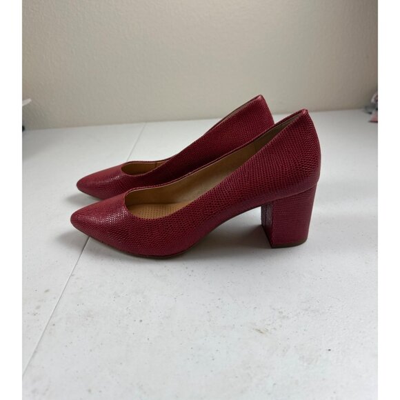 Corso Como Red Faux Snakeskin Pointed Toe Block Heels - Size 9.5 - Picture 3 of 7